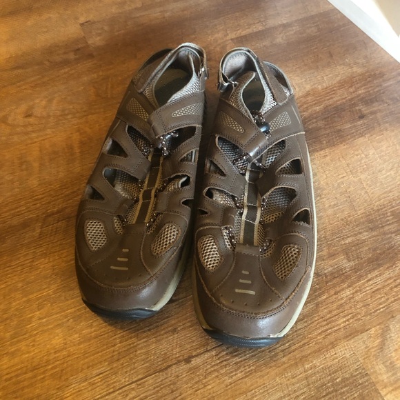 OrthoFeet Bio Fit 593 Men's Brown Leather Sandals Size 14 Medium - Picture 2 of 7